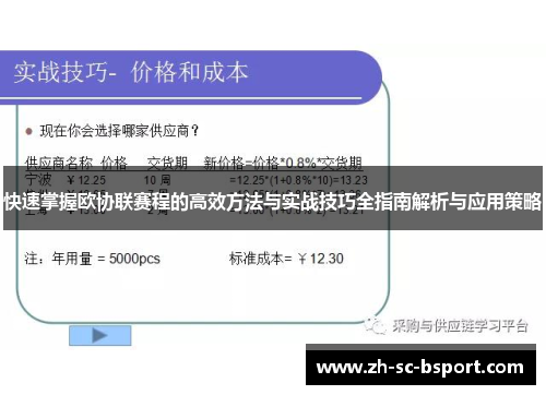 快速掌握欧协联赛程的高效方法与实战技巧全指南解析与应用策略